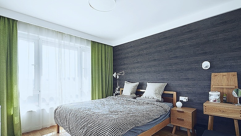 清新简约设计装修卧室窗帘装饰效果图