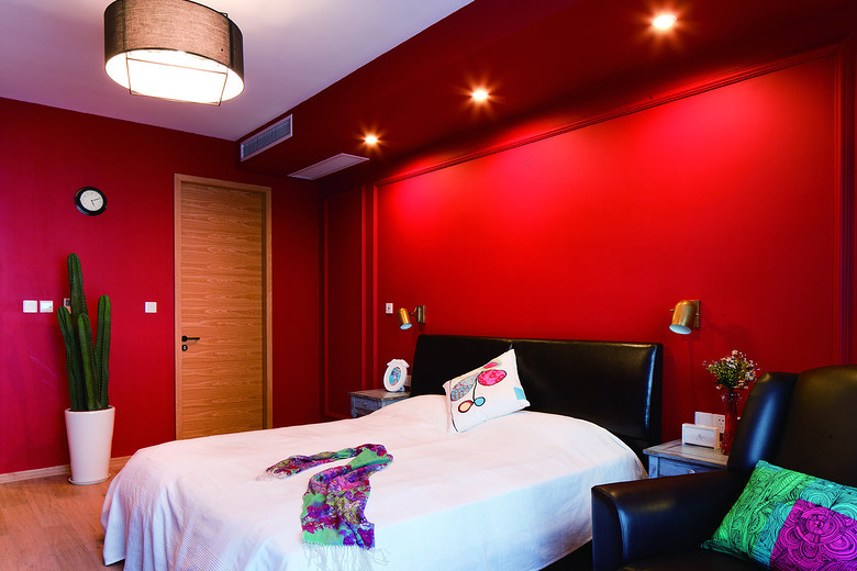 复古混搭风格卧室背景墙效果图