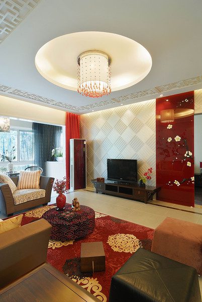 庄重华贵现代中式白色吊顶效果图