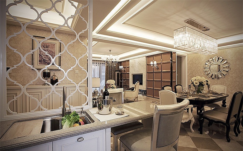 低奢现代欧式风格家居室内隔断设计图 - 效果图