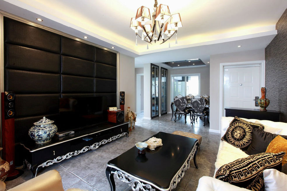 2016黑色新古典欧式风格三居装饰案例图 - 效果图