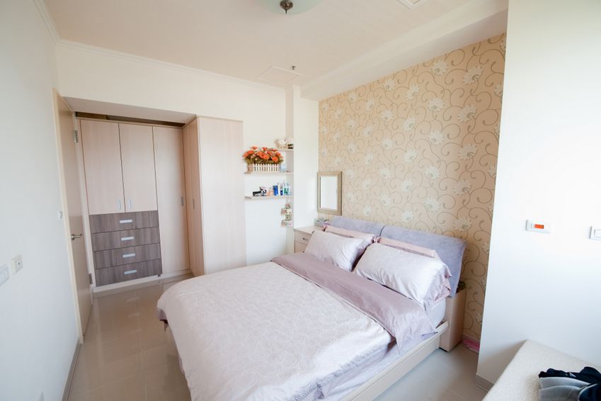 清新唯美简约卧室定制转角衣柜设计 - 效果图