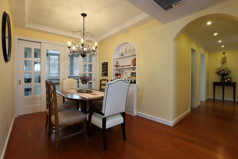 暖黄色浪漫北欧风餐厅图片 - 效果图