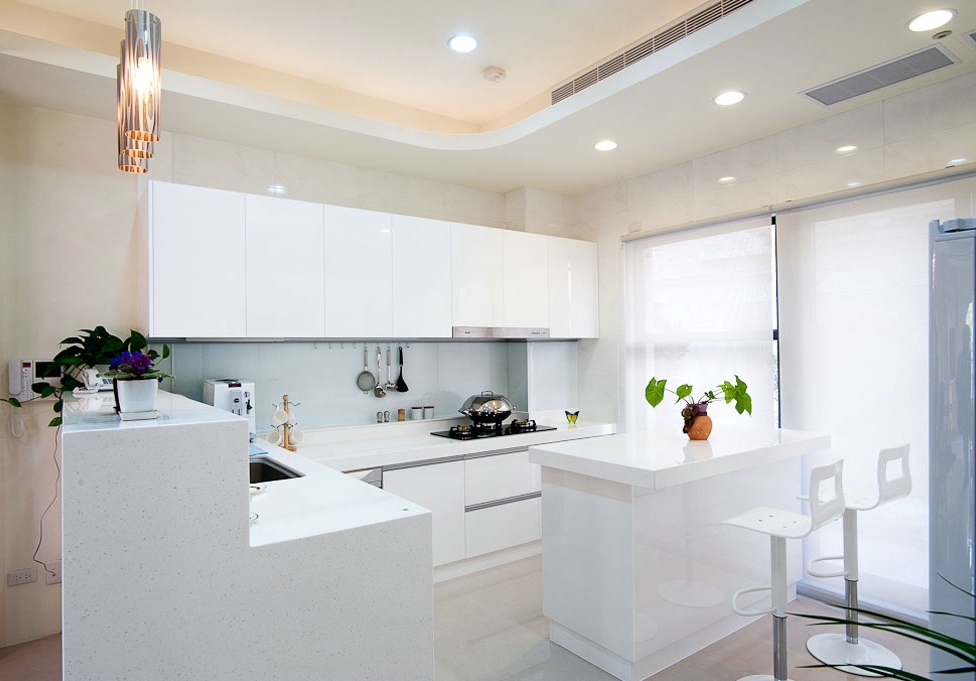白色纯净简约现代厨房装修欣赏图 - 效果图