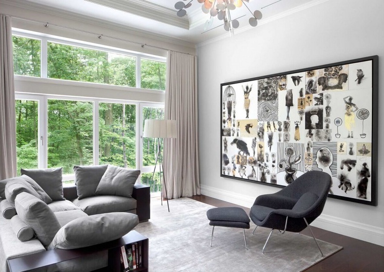 自然通透现代设计小别墅客厅装饰画欣赏 - 效果图