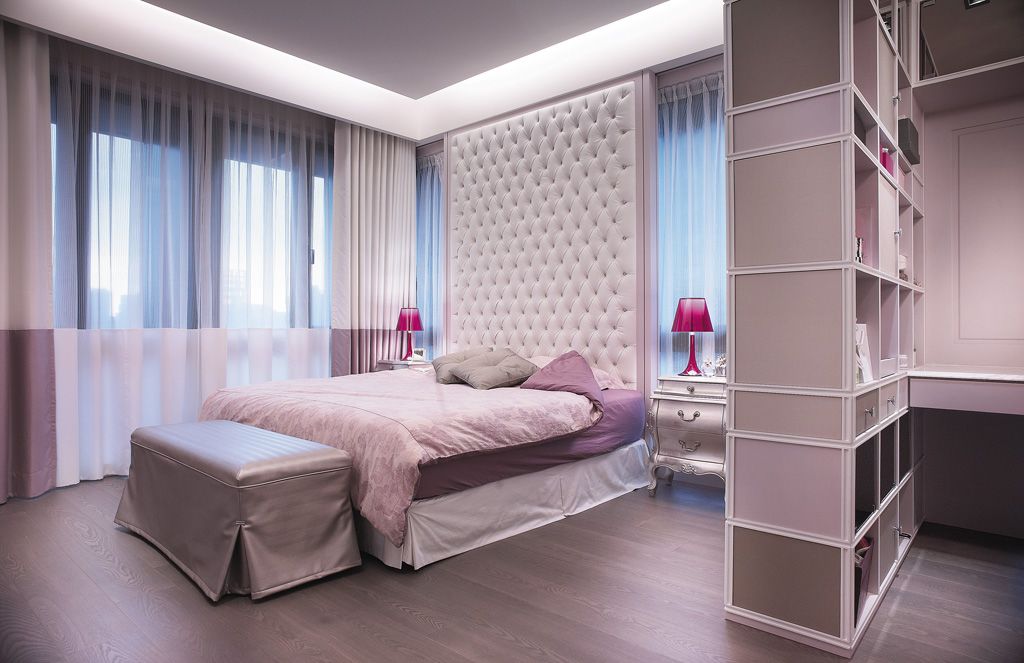 现代家装卧室床头软包设计 - 效果图