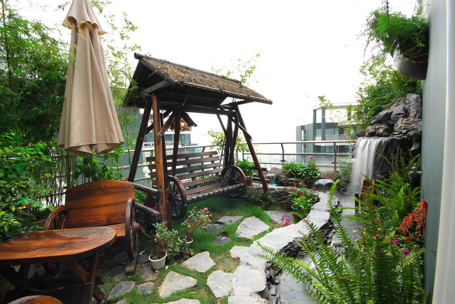 创意时尚复古屋顶露天花园设计效果欣赏图 - 效果图