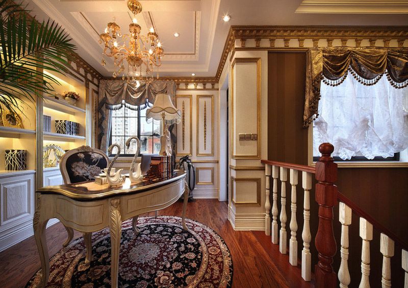 豪华欧式宫廷风书房隔断效果图