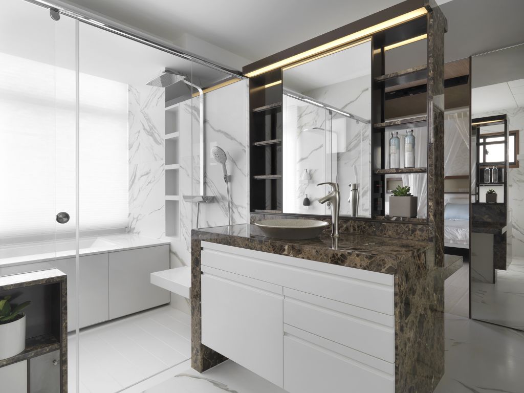 大理石现代简约主卫洗手台设计 - 效果图