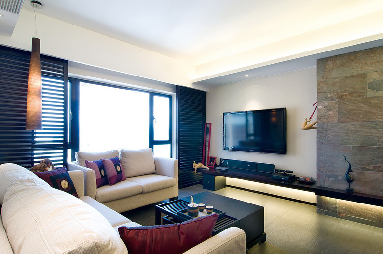 时尚中式简韵客厅窗户设计 - 效果图