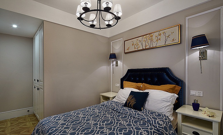 清新唯美混搭美式侧卧室欣赏 - 效果图