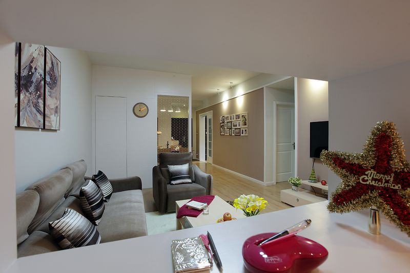 现代新中式混搭风格客厅效果图