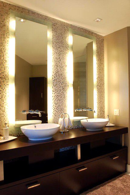 后现代风卫生间洗手柜装饰图 - 效果图