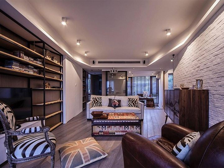 现代美式乡村风格二居室内设计装修案例图 - 效果图