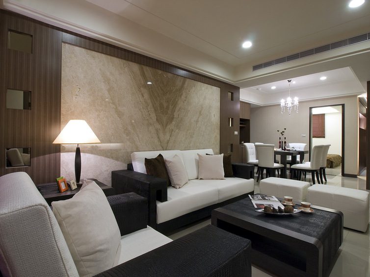 现代典雅风格 客厅沙发背景墙设计 - 效果图