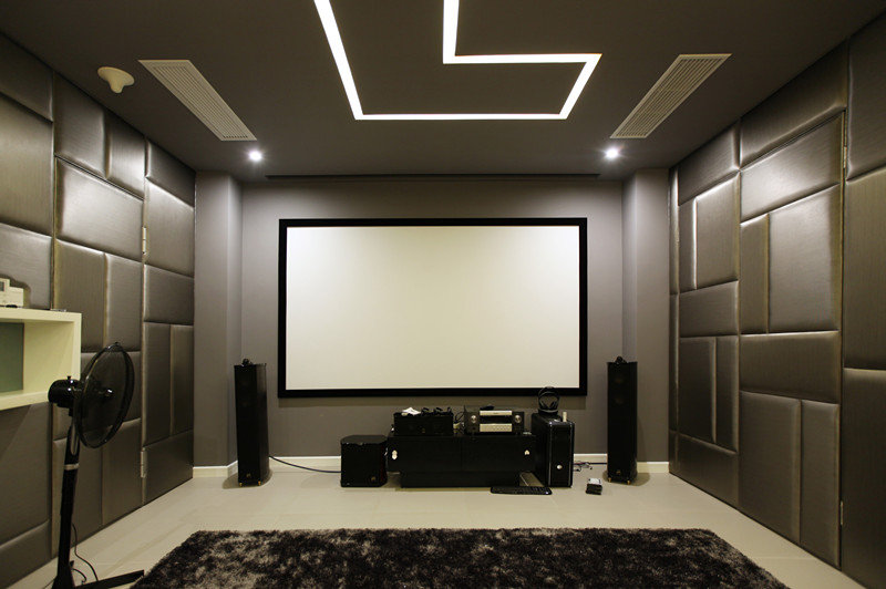 时尚现代新古典风格别墅家庭影院软包背景墙设计 - 效果图