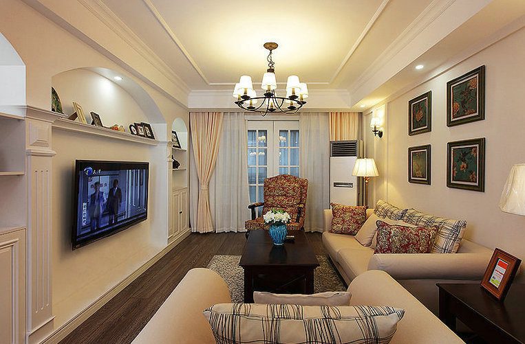 简约现代客厅石膏吊顶效果图