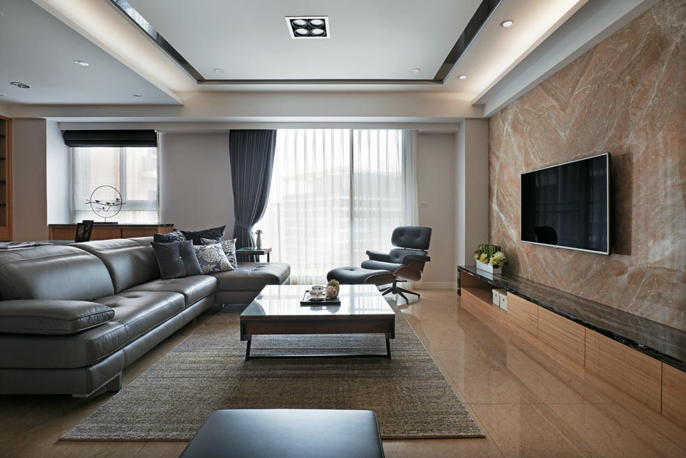 现代家装客厅电视背景墙装潢图 - 效果图
