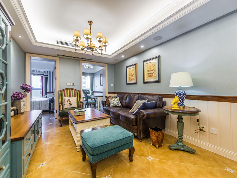 色彩鲜明美式乡村客厅搭配效果图