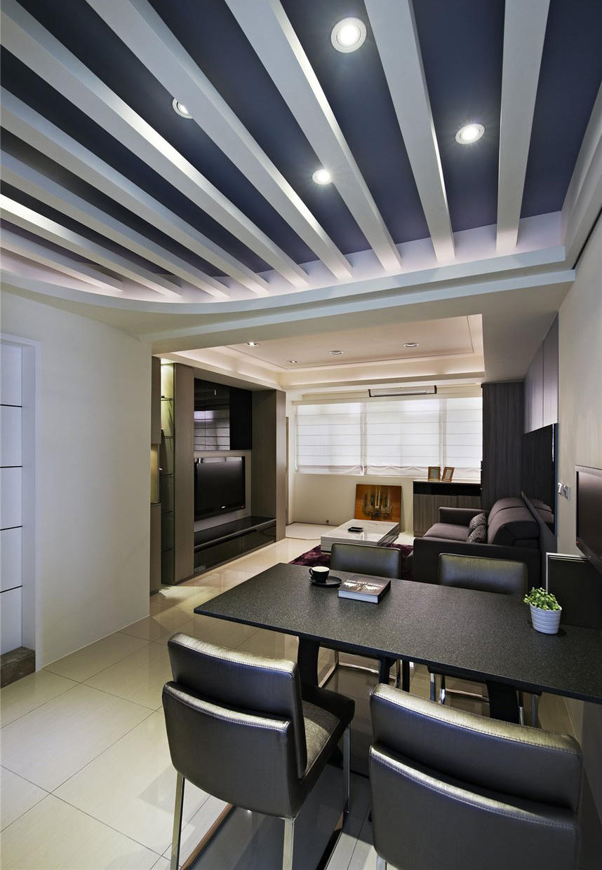 时尚现代装修设计餐客厅隔断吊顶效果图