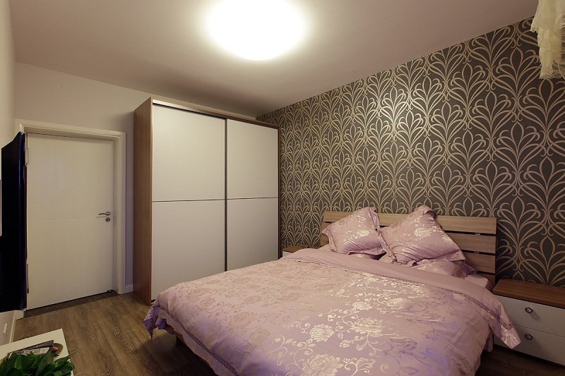 宜家装修风格卧室床头壁纸装饰图 - 效果图