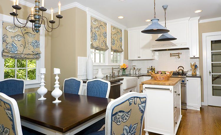 复古美式田园风开放式厨房餐厅一体设计 - 效果图