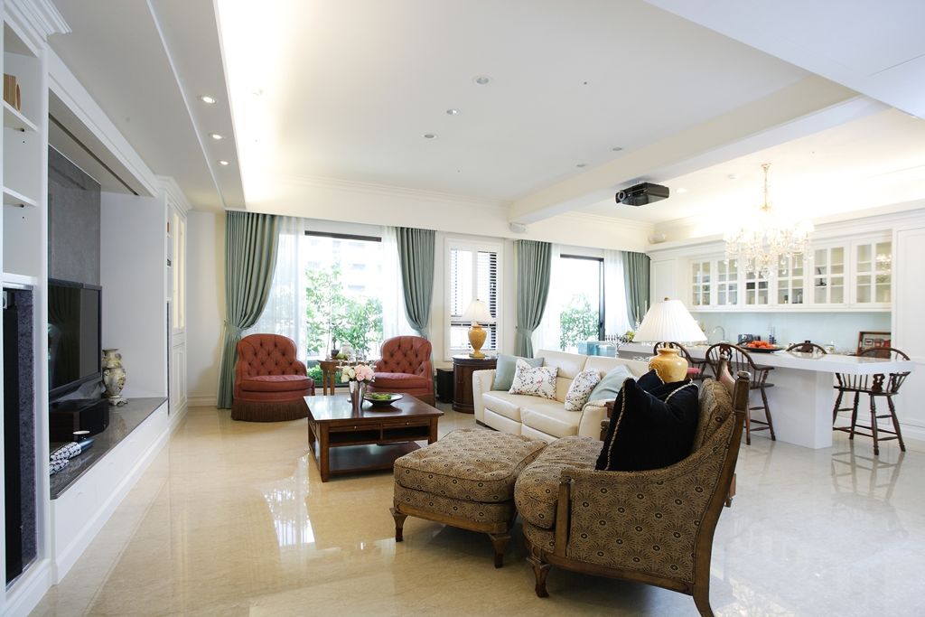 新古典风格客餐厅吊顶效果图