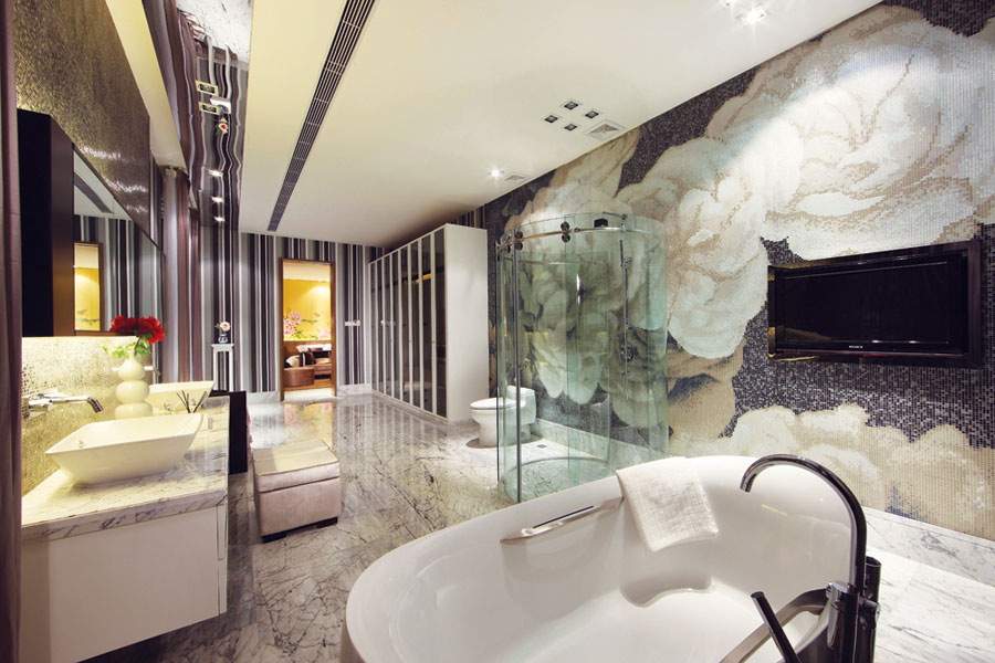 超豪华现代中式别墅卫生间设计装修案例图 - 效果图