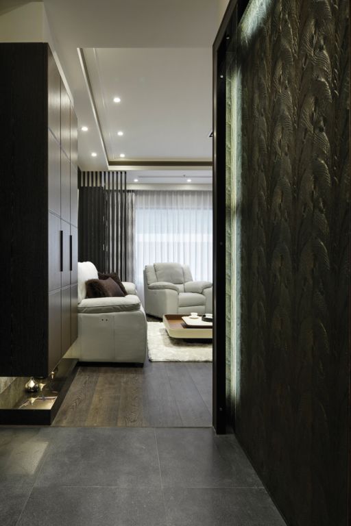 现代日式过道背景墙设计 - 效果图