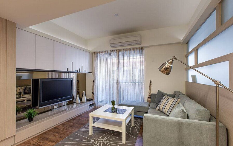 现代风格优雅原木二居室客厅设计图片 - 效果图