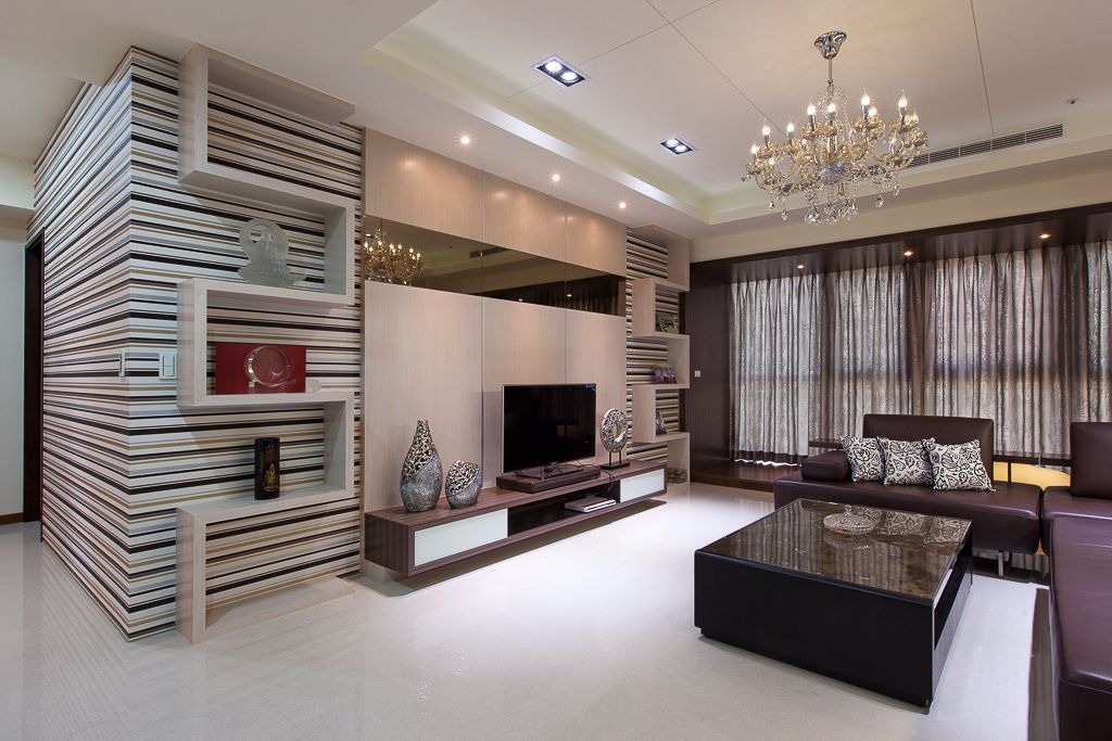 精致豪华现代客厅 创意背景墙设计 - 效果图