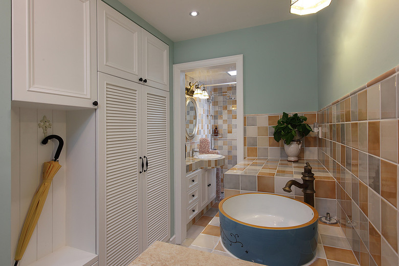 时尚复古美式卫生间设计装修欣赏图 - 效果图