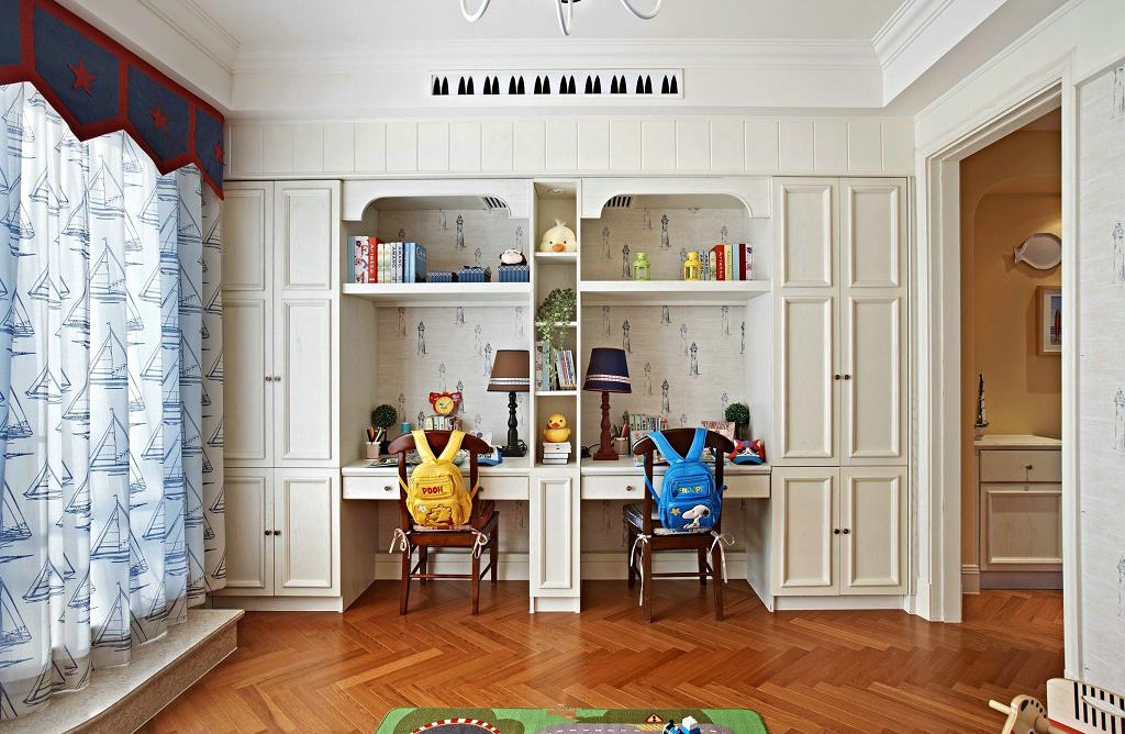 田园地中海风格书房窗帘搭配图 - 效果图