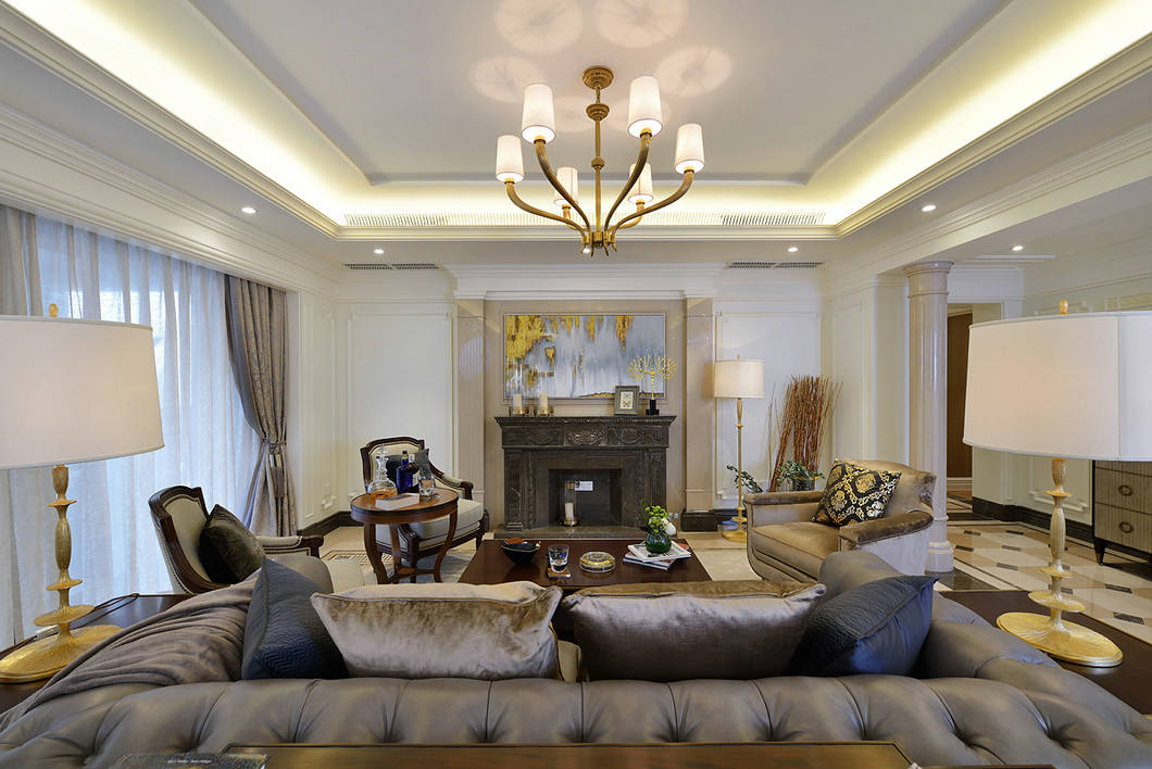 豪华美式混搭风格欧式背景墙效果图