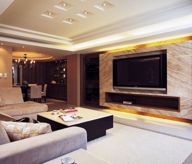 欧式客厅大理石背景墙设计 - 效果图