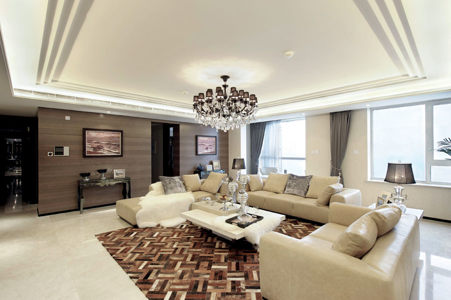 简洁时尚现代风格三居客厅沙发装修案例图 - 效果图