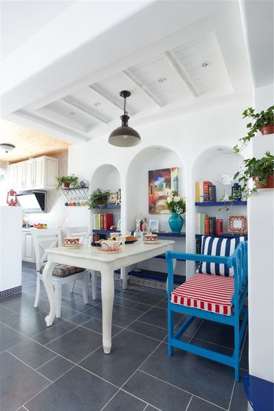 地中海风格餐厅特色拱形隔断效果图