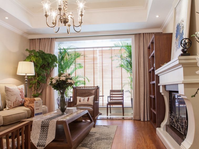 简洁、光鲜复古美式三居之客厅 - 效果图