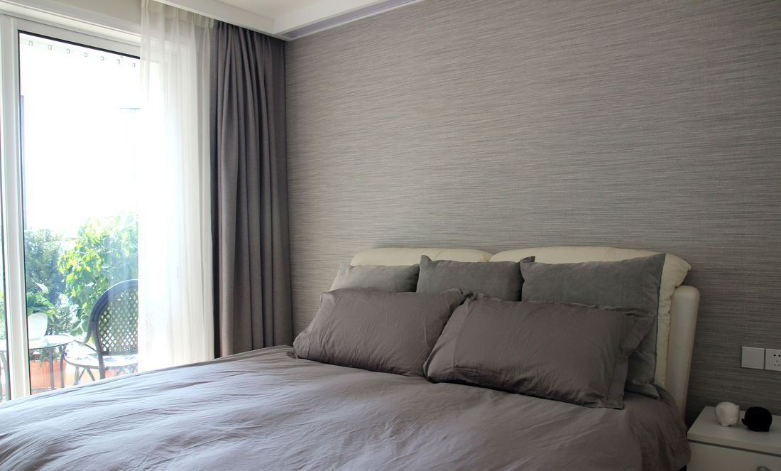 简约宜家卧室落地窗设计 - 效果图