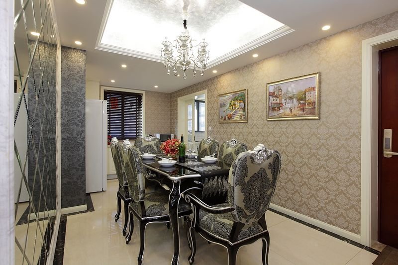 高雅精致新古典风格餐厅吊顶装修图 - 效果图