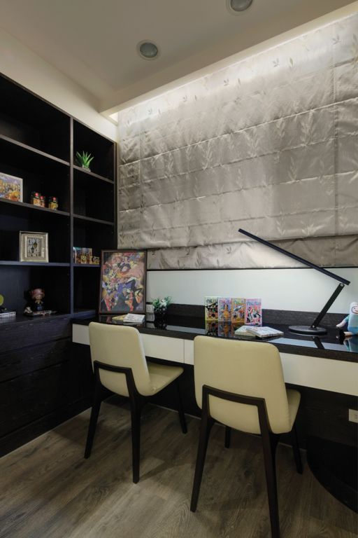 现代日式书房书桌柜设计 - 效果图