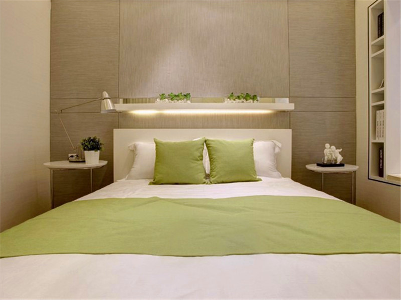 60平清绿简约卧室搭配布置图 - 效果图