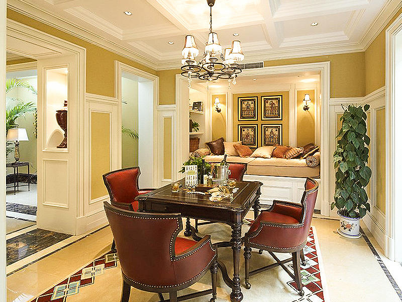 经典华丽欧式风格田园别墅麻将室 - 效果图