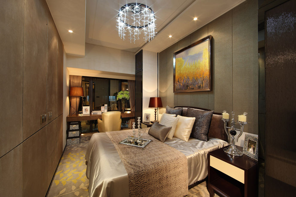 典雅精致浪漫现代美式卧室隔断设计装修 - 效果图