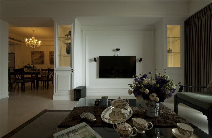 浪漫简欧风格客厅电视背景墙设计装修图 - 效果图