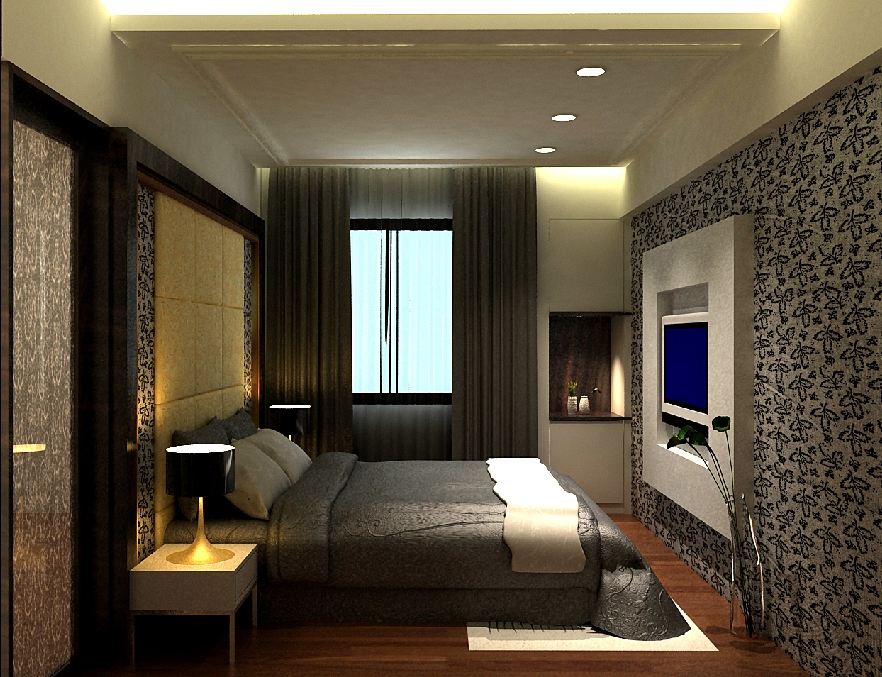 轻奢简欧主卧电视背景墙图片 - 效果图