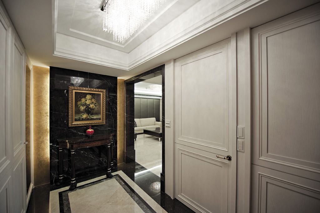 现代欧式风玄关背景墙装饰 - 效果图