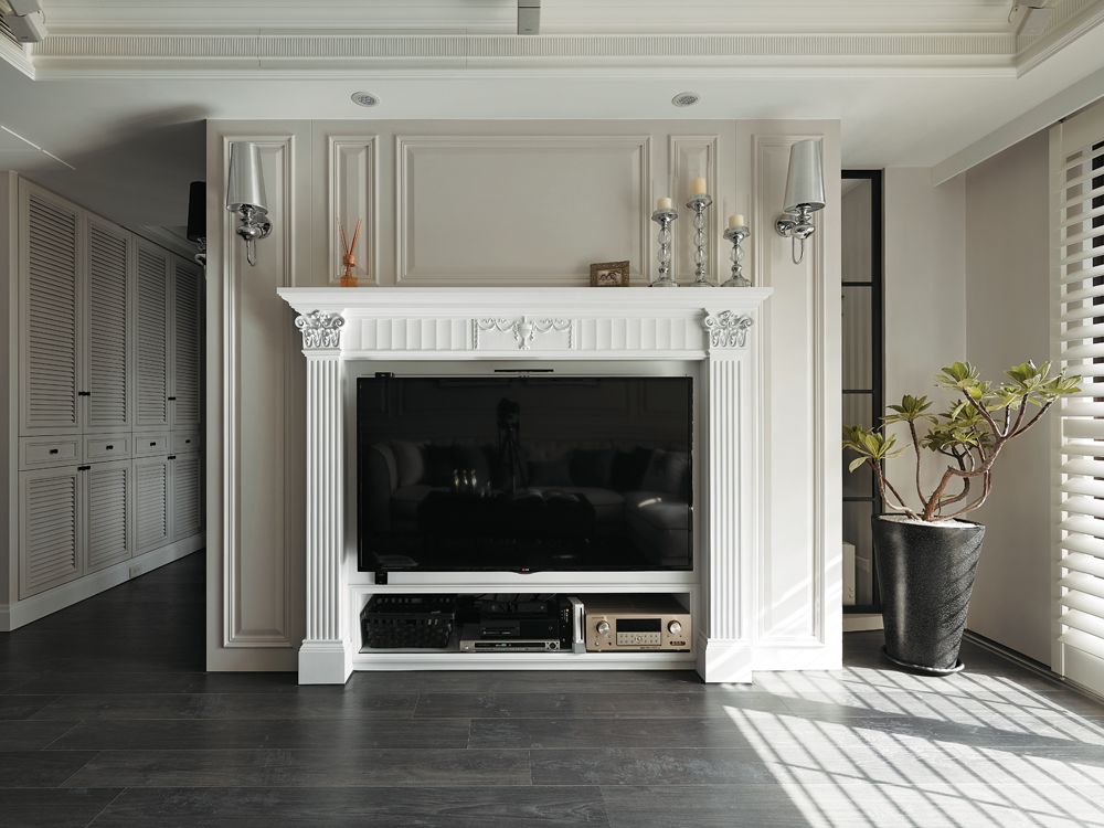 现代欧式风客厅电视墙设计 - 效果图