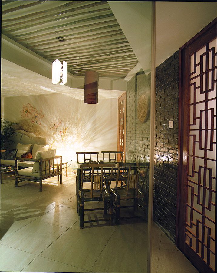 80平米昏黄仿古中式格调餐厅装潢效果图