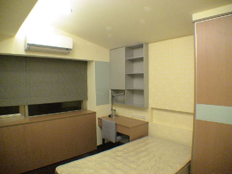 简约小卧室灰色吊柜装饰图 - 效果图